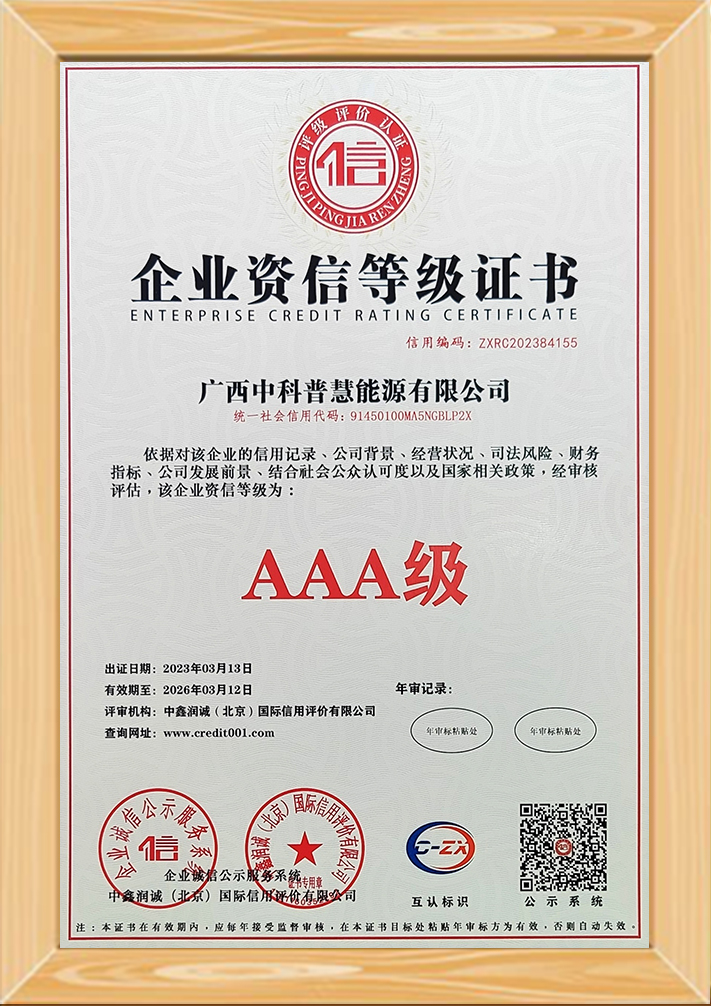 Enterprise credit rating certificate